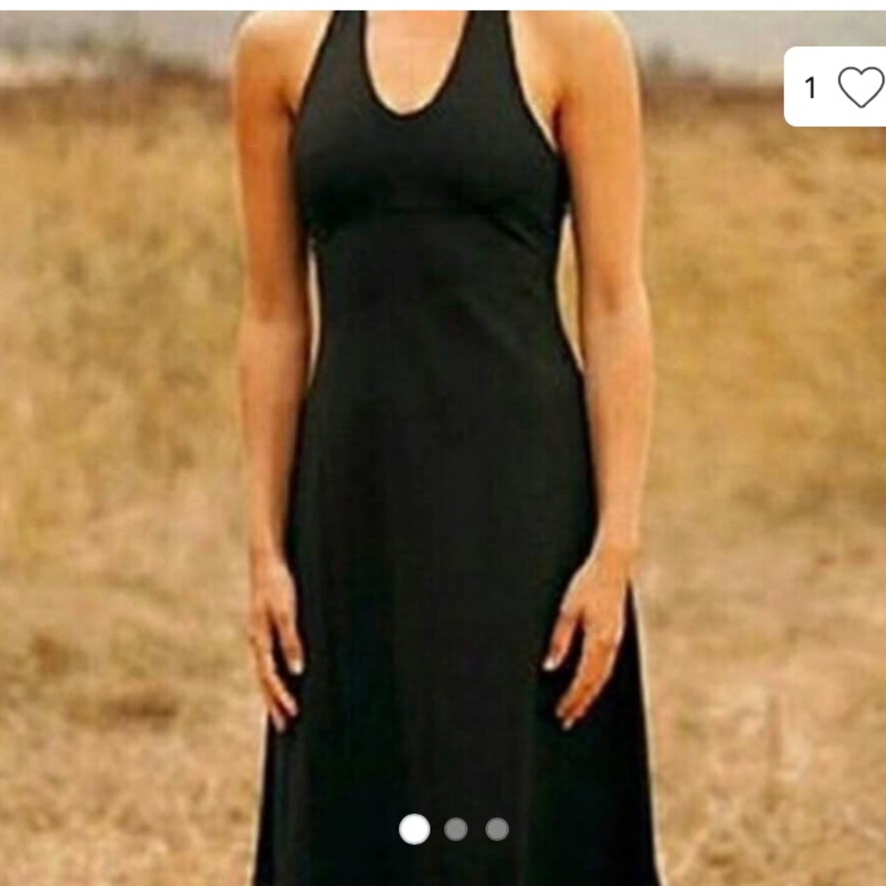 Patagonia Black Halter Tie Back Midi Dress Small